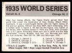 1971 Fleer World Series #33   -  Mickey Cochrane 1935 Tigers / Cubs  Back Thumbnail
