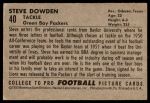1952 Bowman Large #40  Steve Dowden  Back Thumbnail