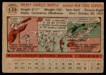 1956 Topps #135 GRY Mickey Mantle Back Thumbnail