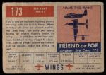 1952 Topps Wings #173   Sea Fury MK-11 Back Thumbnail