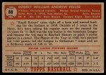 1952 Topps #88 Bob Feller Back Thumbnail