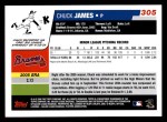 2006 Topps #305   -  Chuck James Rookie Card Back Thumbnail