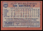 1991 Topps #289  Tim Birtsas  Back Thumbnail