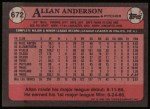 1989 Topps #672  Allan Anderson  Back Thumbnail
