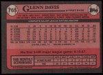 1989 Topps #765  Glenn Davis  Back Thumbnail