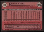 1989 Topps #120  Frank Viola  Back Thumbnail