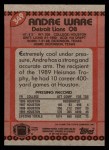 1990 Topps #349  Andre Ware  Back Thumbnail