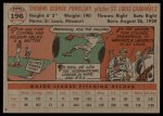 1956 Topps #196 Tom Poholsky Back Thumbnail