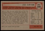 1954 Bowman #180  Joe Tipton  Back Thumbnail