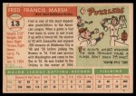 1955 Topps #13 Fred Marsh Back Thumbnail
