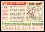 1955 Topps #55 Rip Repulski Back Thumbnail
