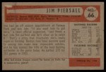 1954 Bowman #66 JIM Jimmy Piersall Back Thumbnail