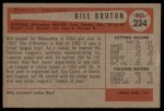 1954 Bowman #224 Billy Bruton Back Thumbnail