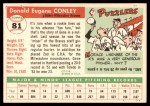 1955 Topps #81 Gene Conley Back Thumbnail