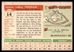 1955 Topps #14 Jim Finigan Back Thumbnail