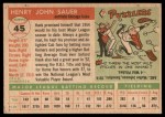 1955 Topps #45 Hank Sauer Back Thumbnail