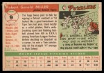1955 Topps #9 Bob Miller Back Thumbnail