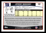 2006 Topps #13  Jeremy Shockey  Back Thumbnail