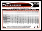 2012 Topps Update #31  Esmil Rogers  Back Thumbnail