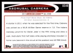 2012 Topps Update #48  Asdrubal Cabrera  Back Thumbnail