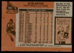 1975 Topps #123  Bob Nevin  Back Thumbnail