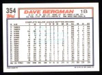 1992 Topps #354  Dave Bergman  Back Thumbnail