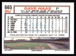 1992 Topps #665  Dave Haas  Back Thumbnail