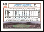 1992 Topps #682  Andy Benes  Back Thumbnail
