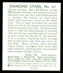 1934 Diamond Stars Reprint #47  Cliff Bolton  Back Thumbnail