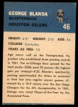 1962 Fleer #46  George Blanda  Back Thumbnail