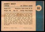 1961 Fleer #66   -  Jerry West In Action Back Thumbnail