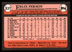 1989 Topps Traded #33 T Felix Fermin  Back Thumbnail