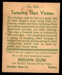 1933 Goudey Indian Gum #216 Torturing their Victims Back Thumbnail