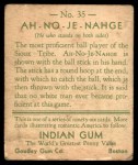 1933 Goudey Indian Gum #35  Ah-No-Je-Nahge   Back Thumbnail
