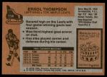 1975 Topps #114  Errol Thompson   Back Thumbnail