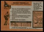 1975 Topps #223  Mario Tremblay  Back Thumbnail