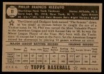 1952 Topps #11 Phil Rizzuto Back Thumbnail