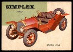 1954 Topps World on Wheels #29   Simplex Speed Car 1910 Front Thumbnail