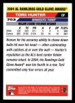 2005 Topps #703   -  Torii Hunter Golden Glove Back Thumbnail