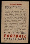 1951 Bowman #42  Glenn Davis  Back Thumbnail