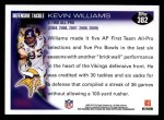 2010 Topps #382  Kevin Williams  Back Thumbnail