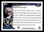 2010 Topps #417  Shane Lechler  Back Thumbnail