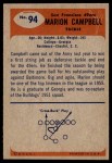 1955 Bowman #94  Marion Campbell  Back Thumbnail