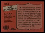 1987 Topps #381  Ray Donaldson  Back Thumbnail