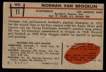 1953 Bowman #11  Norm Van Brocklin  Back Thumbnail