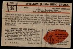 1953 Bowman #96  William Cross  Back Thumbnail