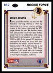 1991 Upper Deck #640  Ricky Ervins  Back Thumbnail
