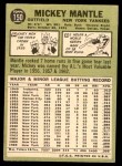1967 Topps #150 Mickey Mantle Back Thumbnail