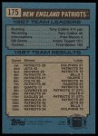 1988 Topps #175   -  Tony Collins / Fred Marion / Andre Tippett Patriots Leaders Back Thumbnail