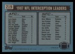 1988 Topps #219   -  Keith Bostic / Mark Kelso / Mike Prior / Barry Wilburn Interception Leaders Back Thumbnail